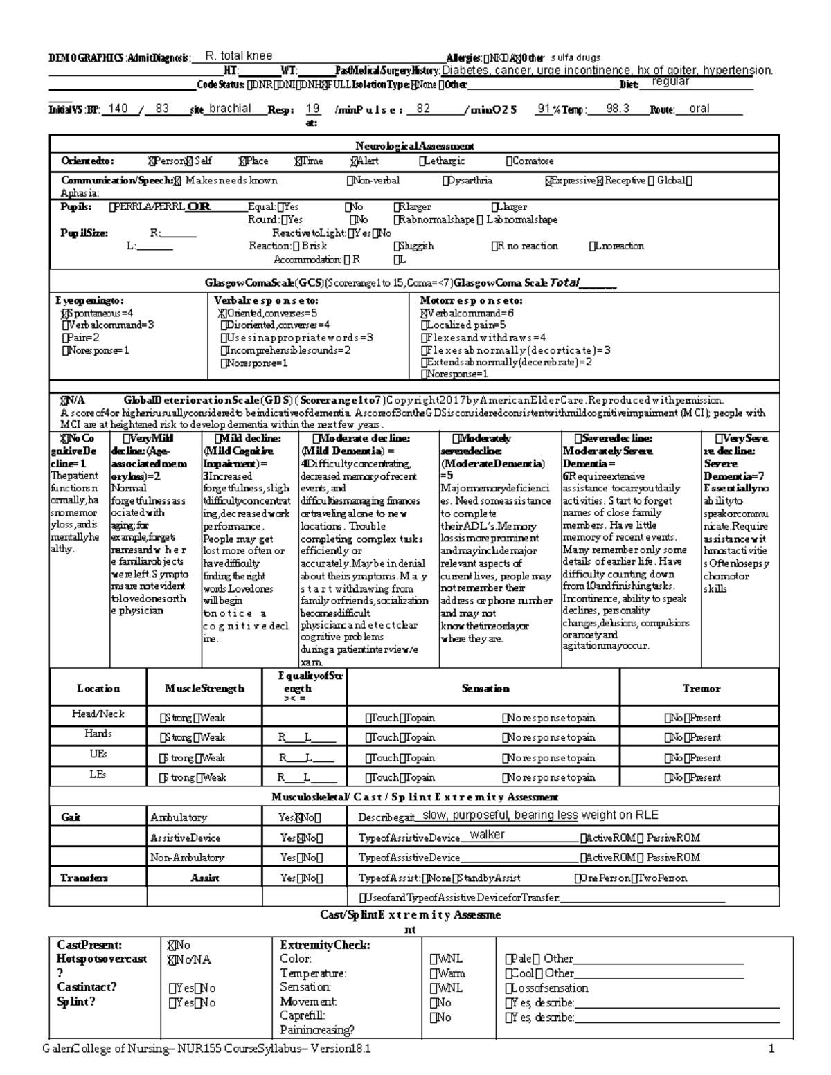 Clinical packet #1 - hbfdcb - GalenCollege of Nursing– NUR155 ...