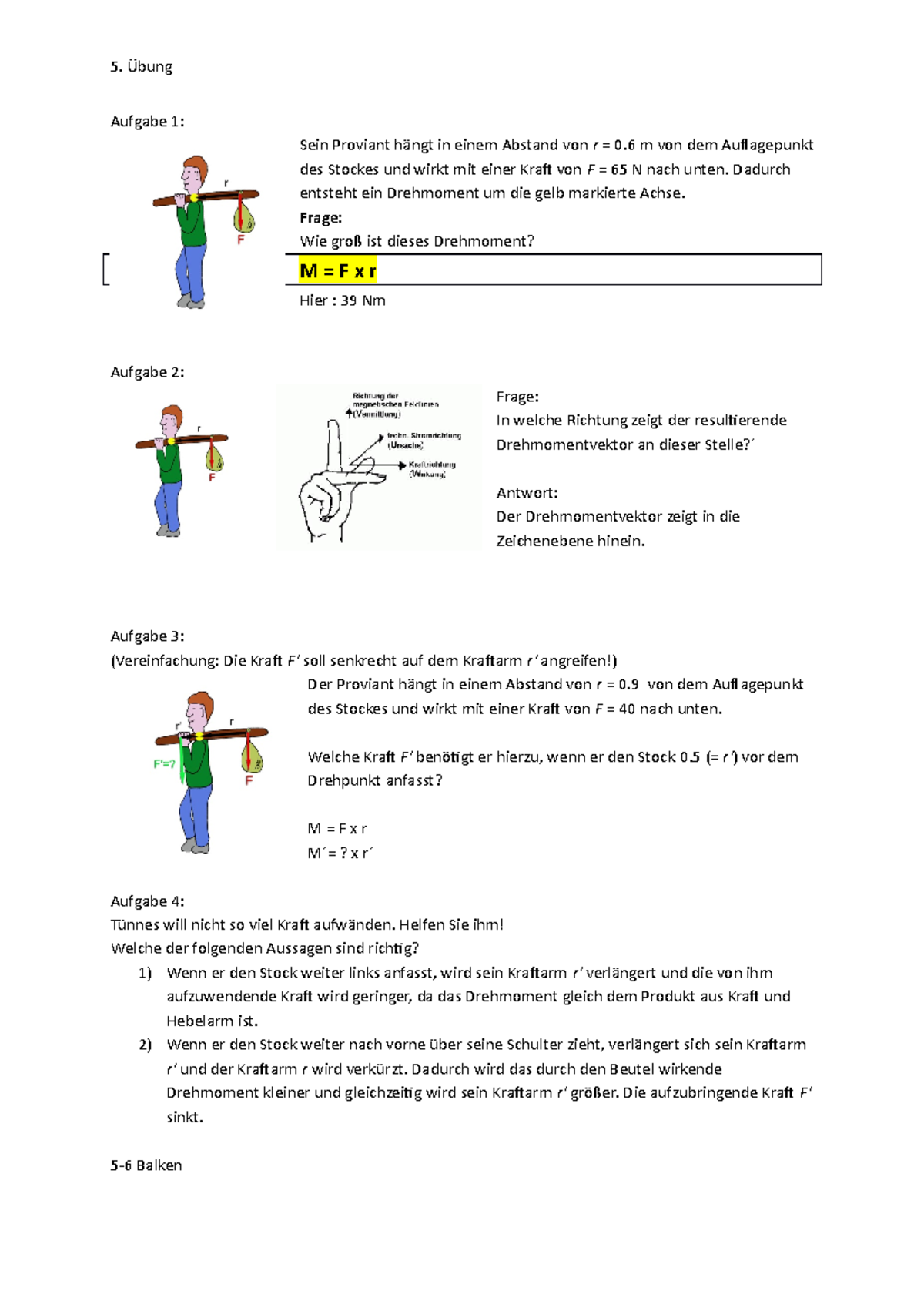 Zusammenfassung - Gruppenarbeiten - 5. Übung - Übung Aufgabe 1: Sein ...