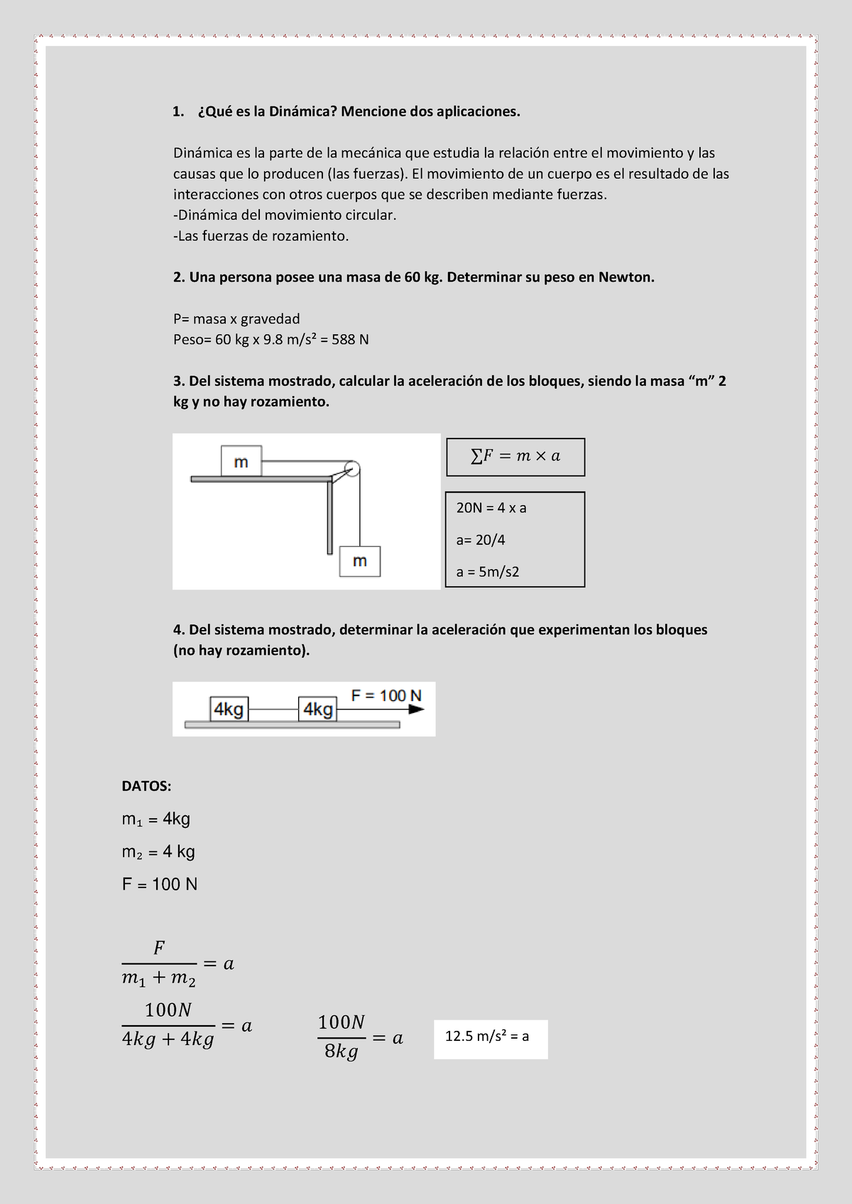 Tarea Clase 5 Fisica Y Quimica - 1. øQuÈ Es La Din·mica? Mencione Dos ...