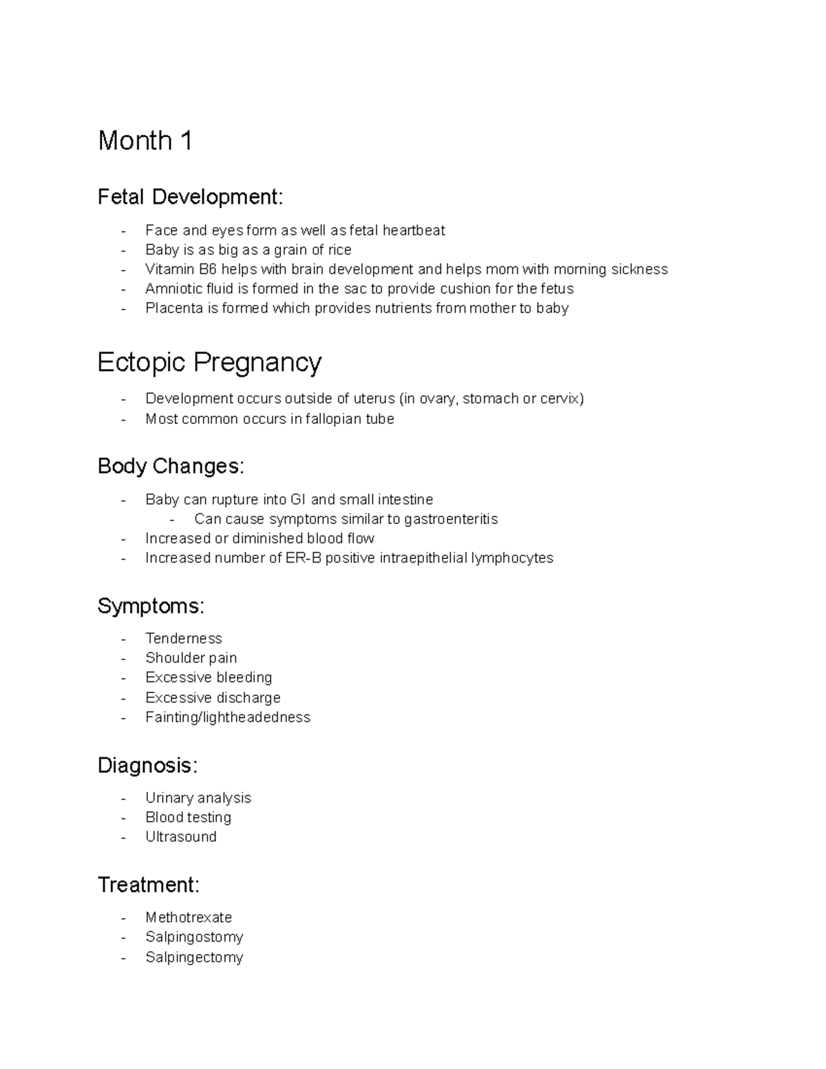 Unit 6 Day 1 and Day 2 Notes - Month 1 Fetal Development: - Face and ...