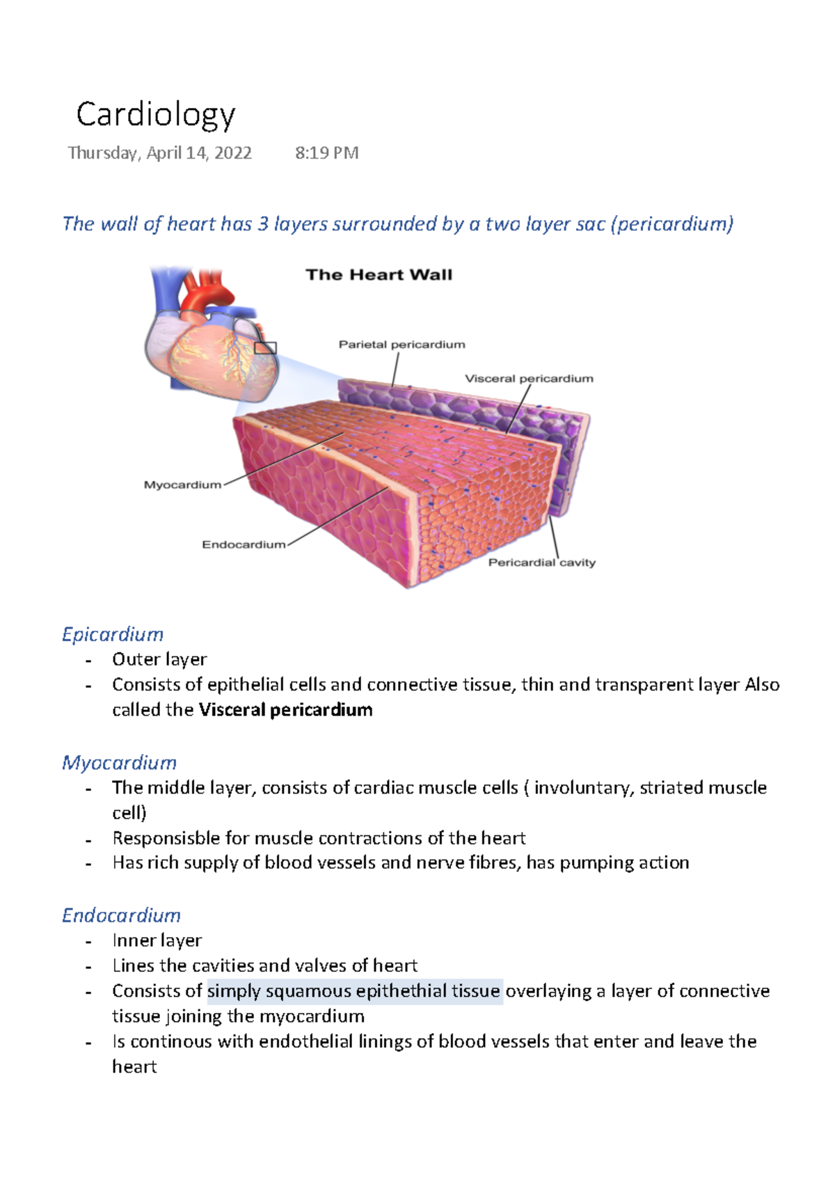 Cardiology Lecture Notes 1 - CR1001 - Buckingham - Studocu