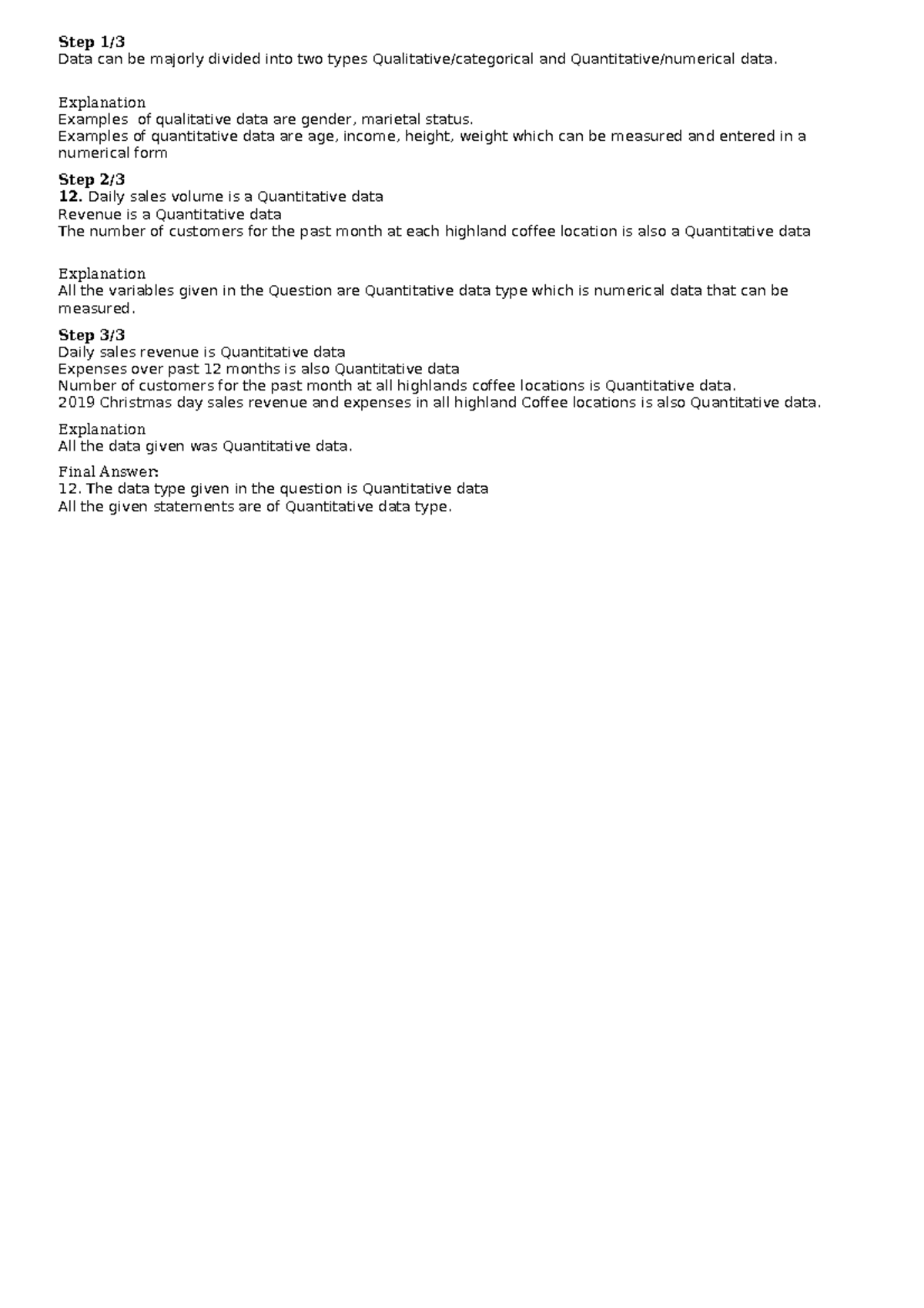 Answer b5e290dc 3aae 45c4 8a87 8de55c04acab - Step 1/ Data can be ...