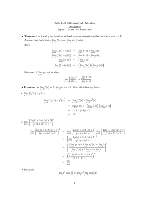 Calculus I and II Materials (1) - Math 2413 Differential Calculus ...