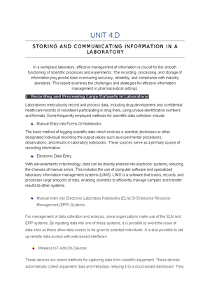 Unit 4 aim D - UNIT 4: Laboratory techniques and their application ...