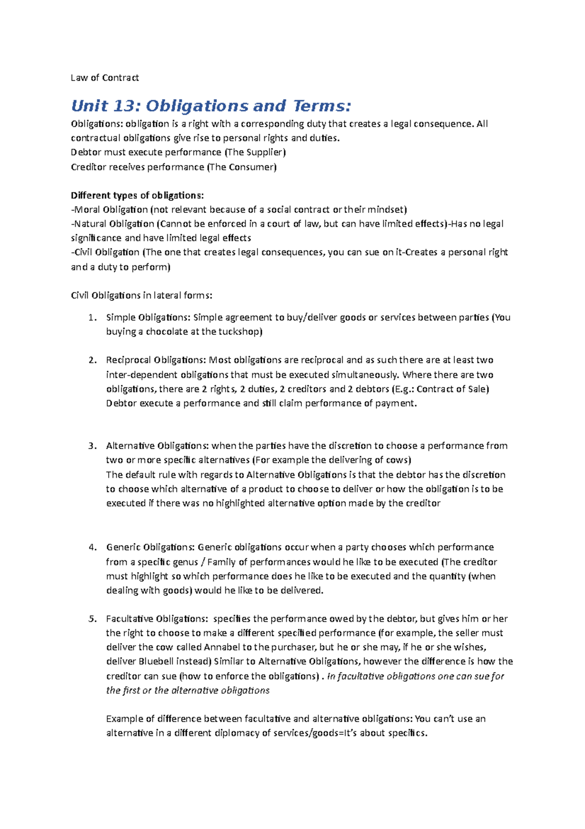Law of Contract(Unit 13, 14, 15 and 16) - Law of Contract Unit 13 ...
