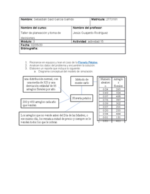 Evidencia 1 taller - Nombre: Matrícula: Nombre del curso: Taller de ...