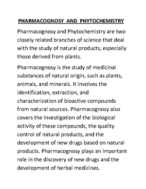 Pharmacognosy AND Phytochemistry 2 - EXPLAINING ALL TOPIC Definition of ...