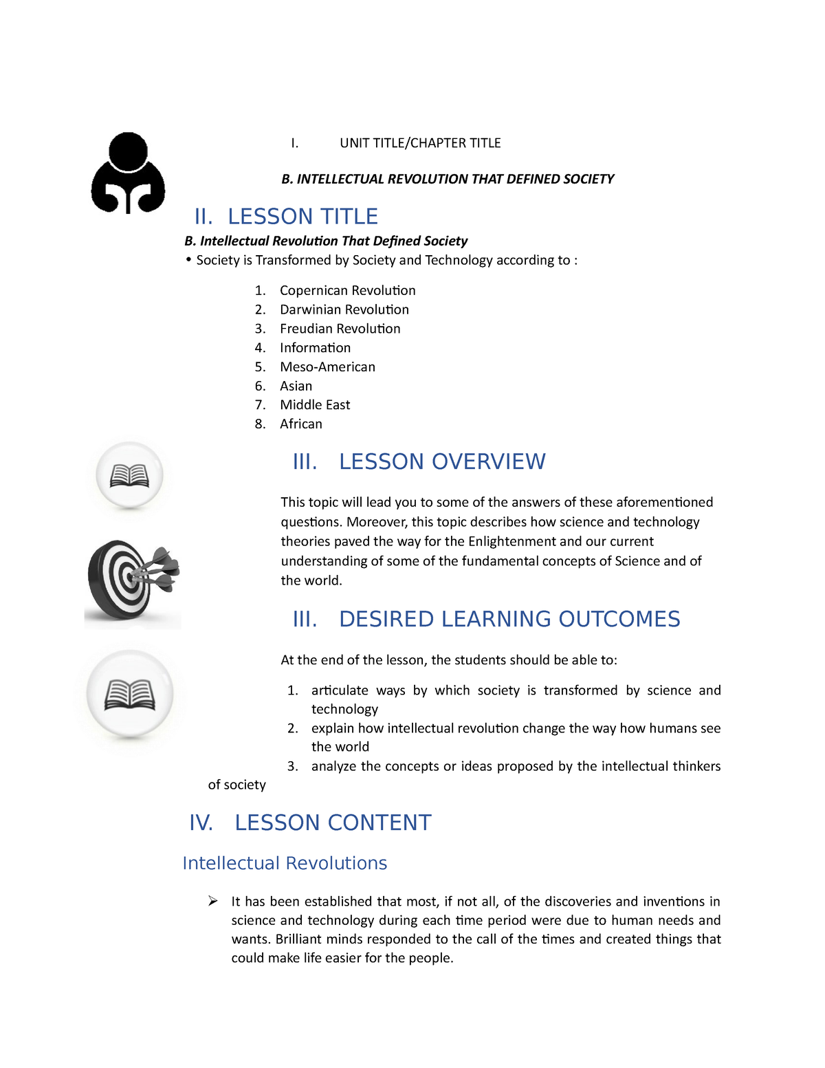 Science, Technology And Society. Module 2. 1 - I. UNIT TITLE/CHAPTER ...