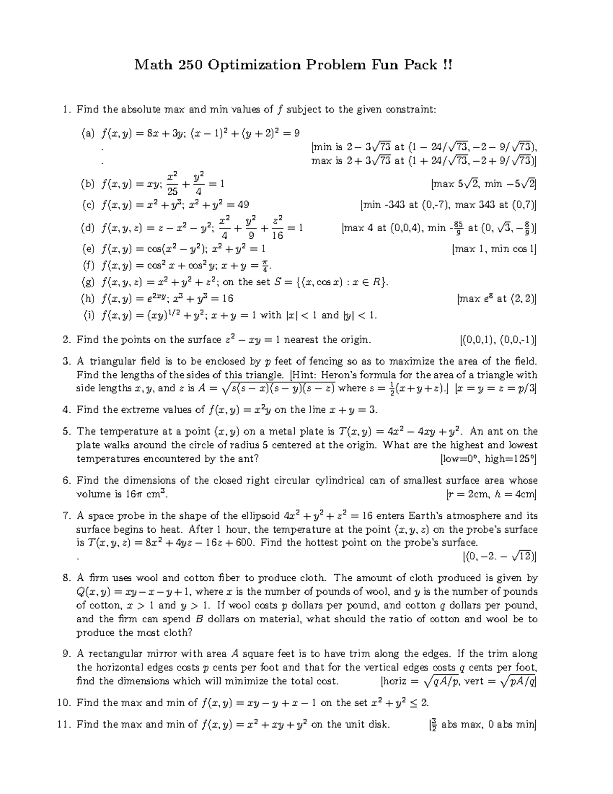 2-optimization-practice - Math 250 Optimization Problem Fun Pack ...