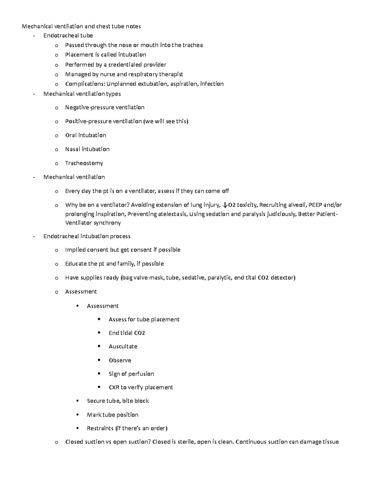 Mechanical ventilation and chest tubes - Continuous suction can damage ...