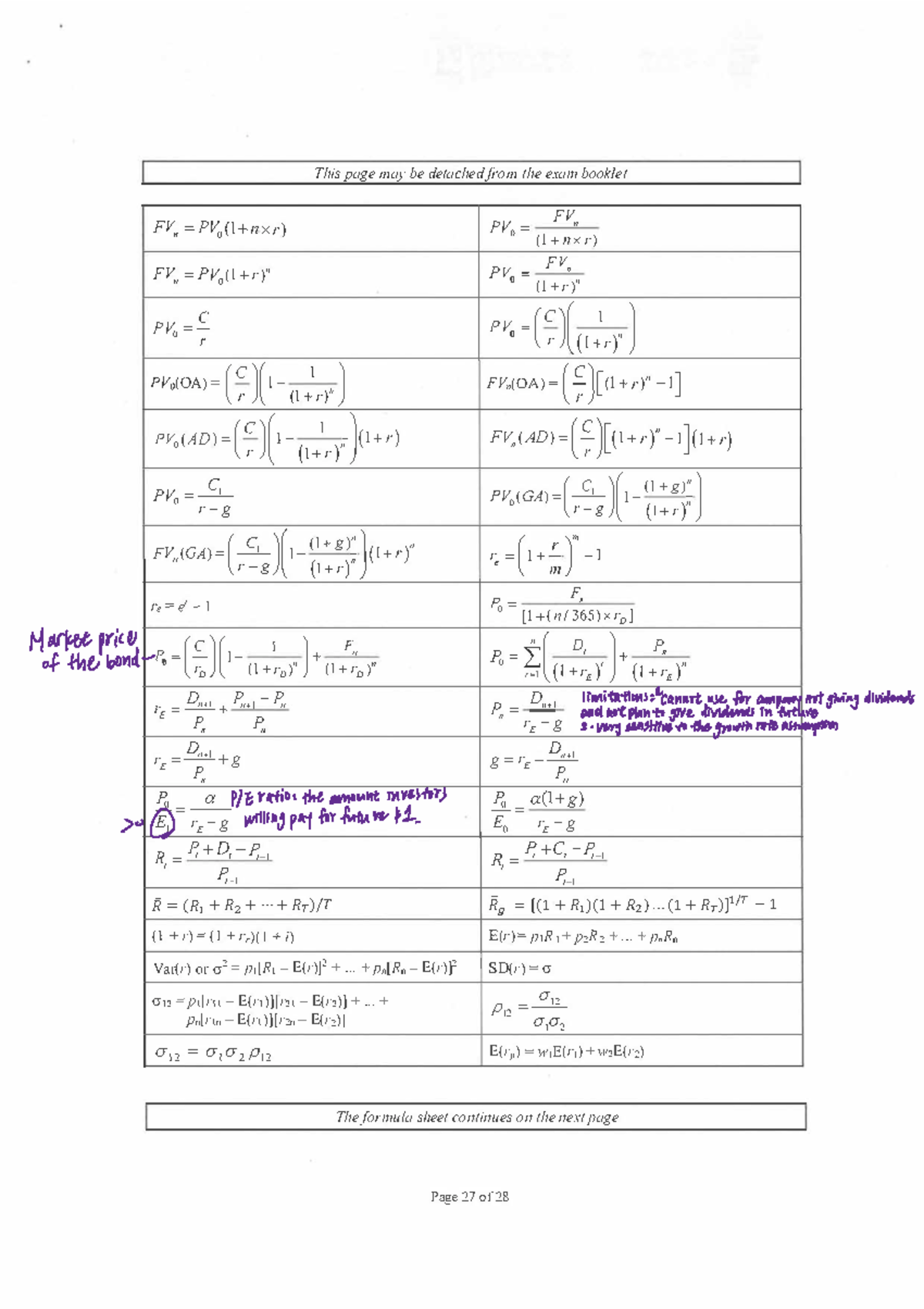 Final+Exam+Formula+Sheet+Pages - FNCE10002 - Unimelb - Studocu