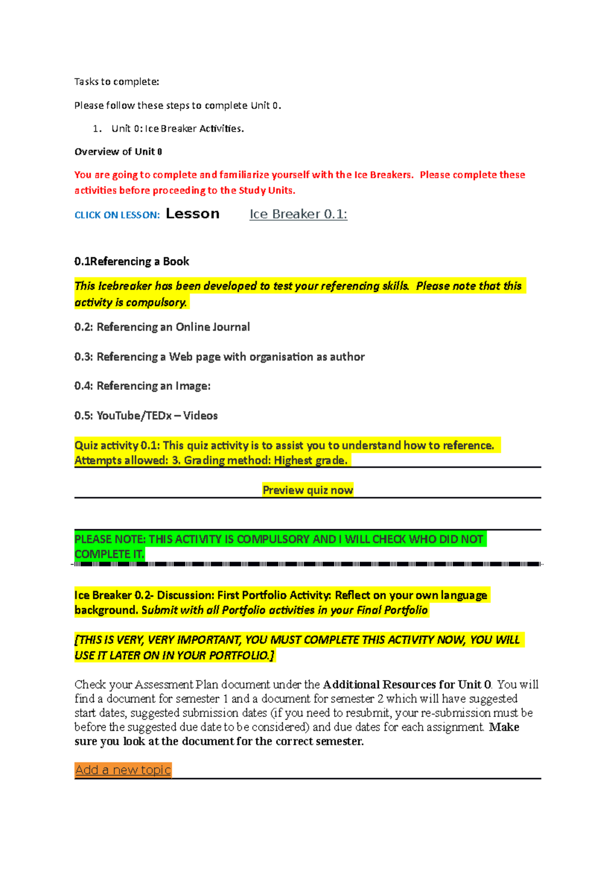 Tasks to complete - Additional material - Tasks to complete: Please ...