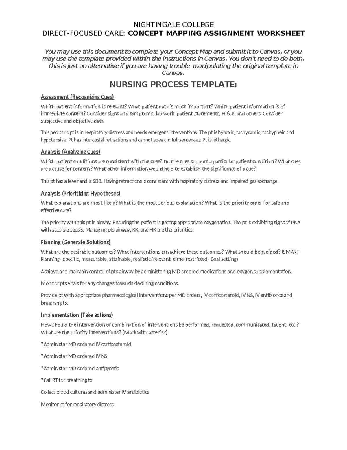 Concept map 2 346 - DIRECT-FOCUSED CARE: CONCEPT MAPPING ASSIGNMENT ...