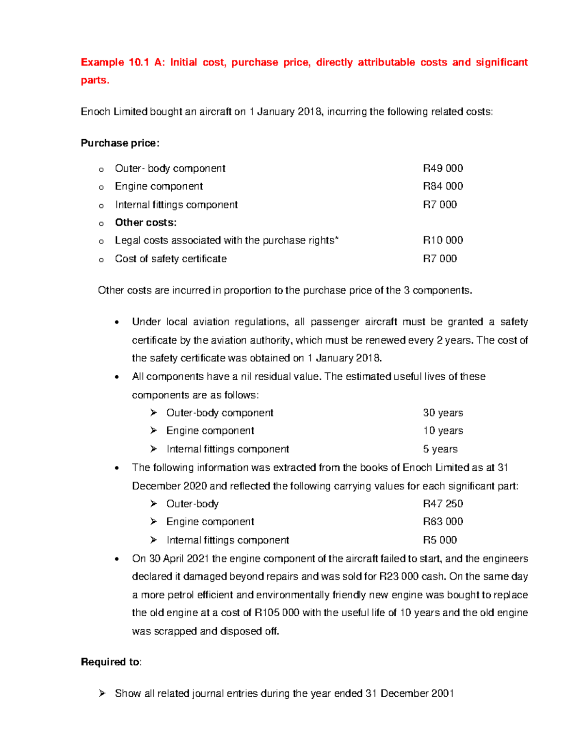 example-10-initial-cost-distributable-cost-purchase-price-example