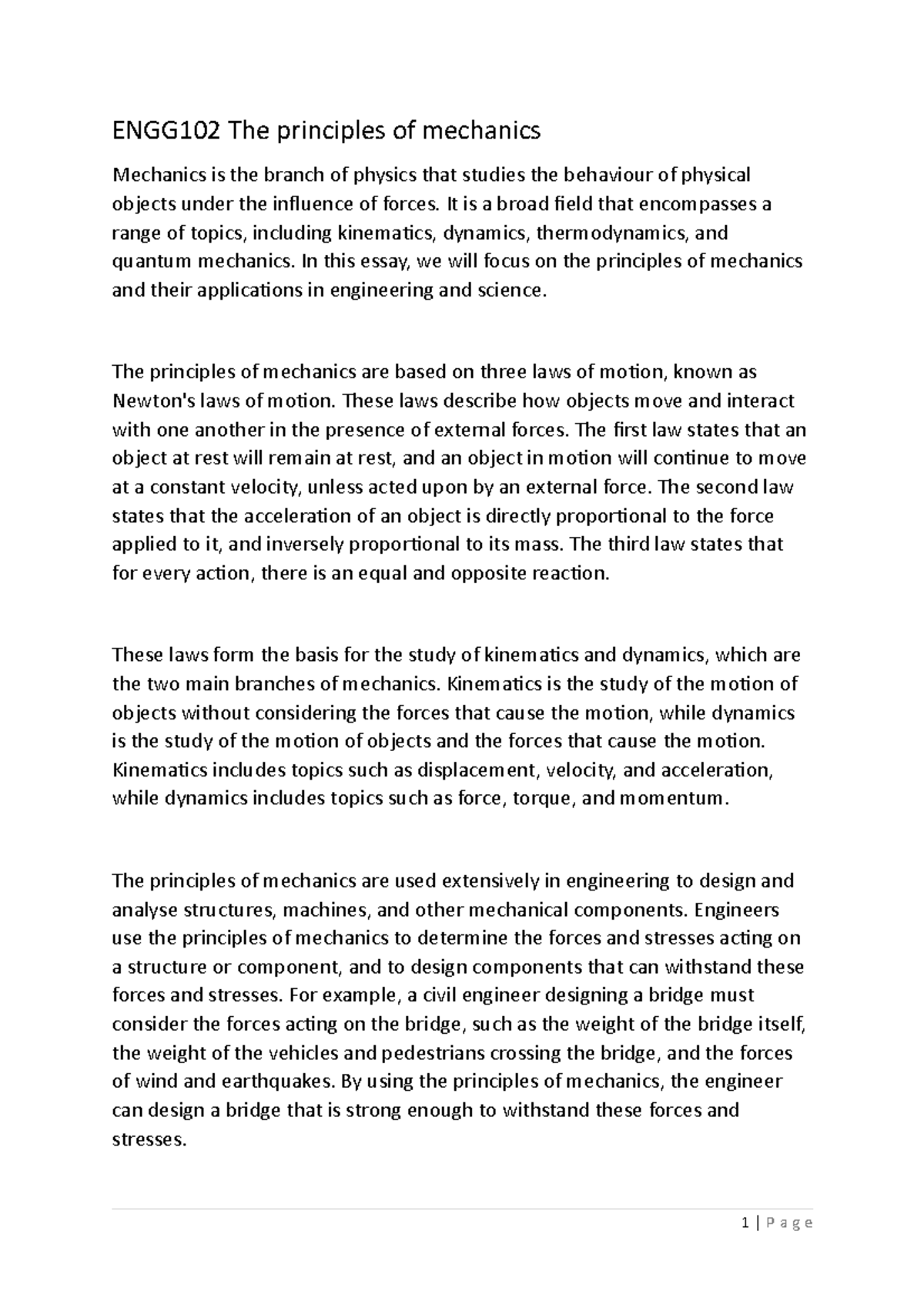 Engg102 The Principles Of Mechanics Engg102 The Principles Of Mechanics Mechanics Is The Engg102 The Principles Of Mechanics Engg102 The Principles Of Mechanics Mechanics Is The