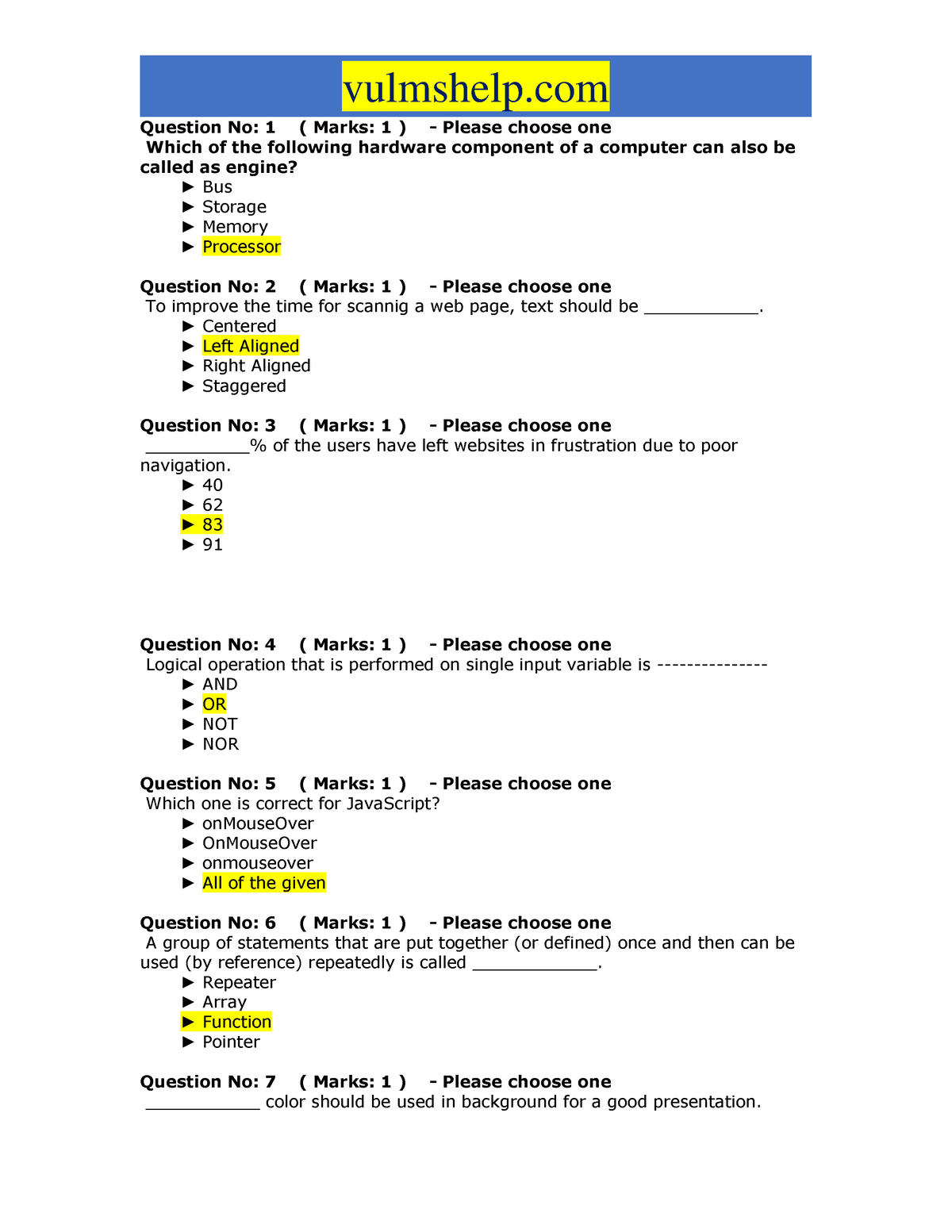 Final Term Cs101 S1 - NOTES - Computer Science - VU - Studocu