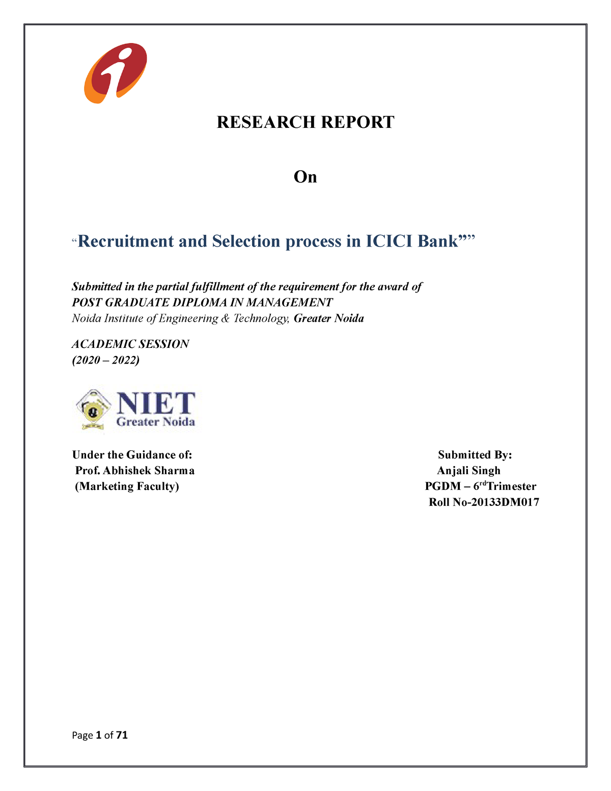 icici bank research report pdf
