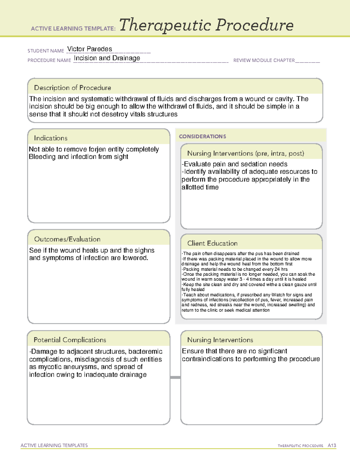 Incision And Drain Ati Template Basic Skill ACTIVE LEARNING TEMPLATES 