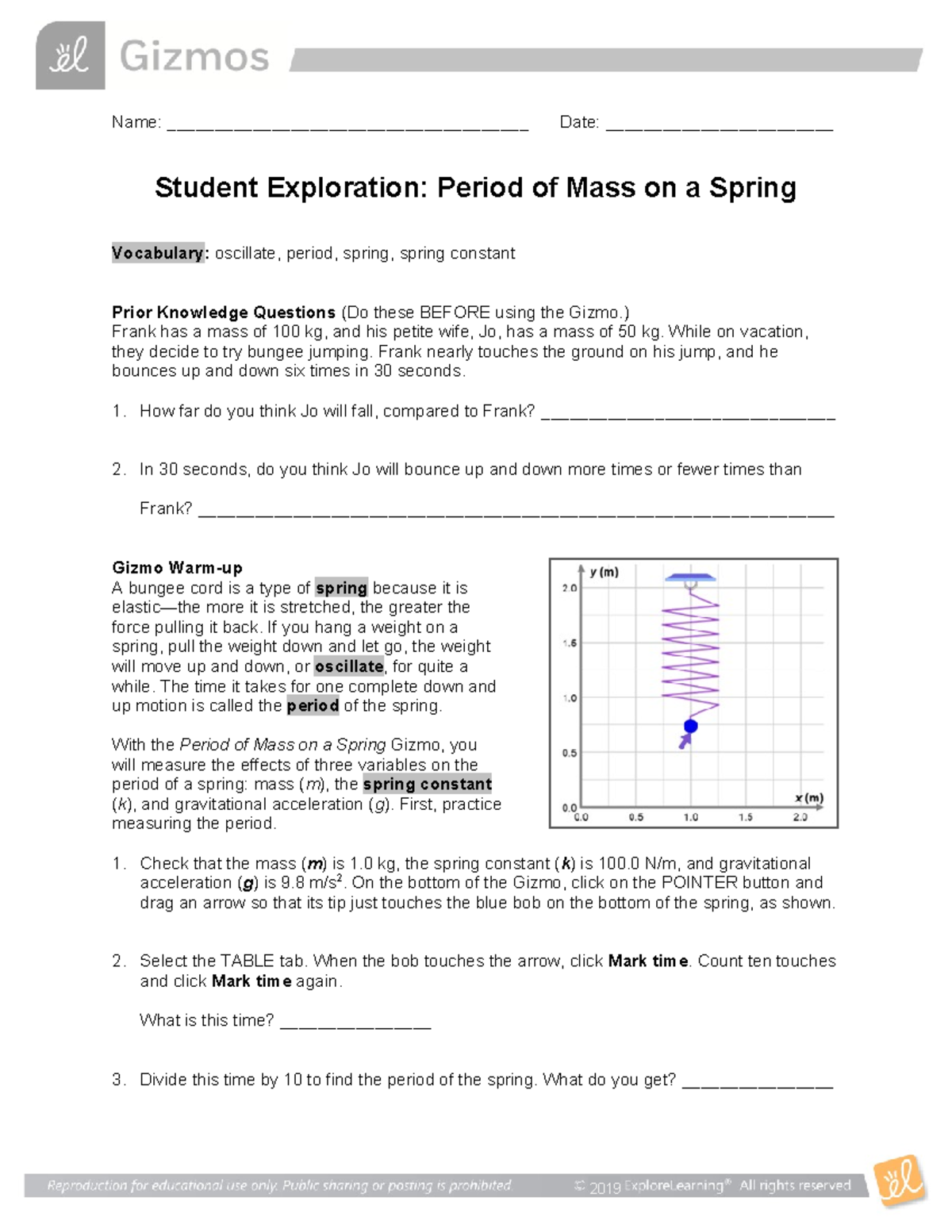 Period Mass Spring SE - Name ...