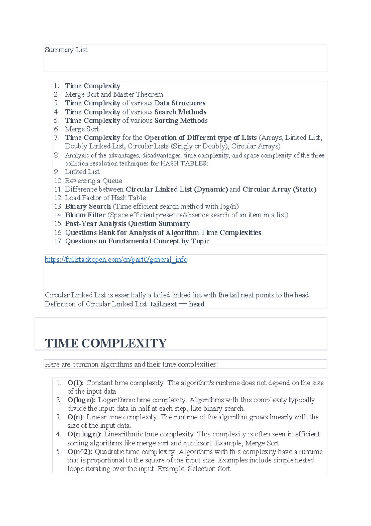 CS2040 Cheatsheet - Use wisely. - Summary List 1. Time Complexity 2 ...