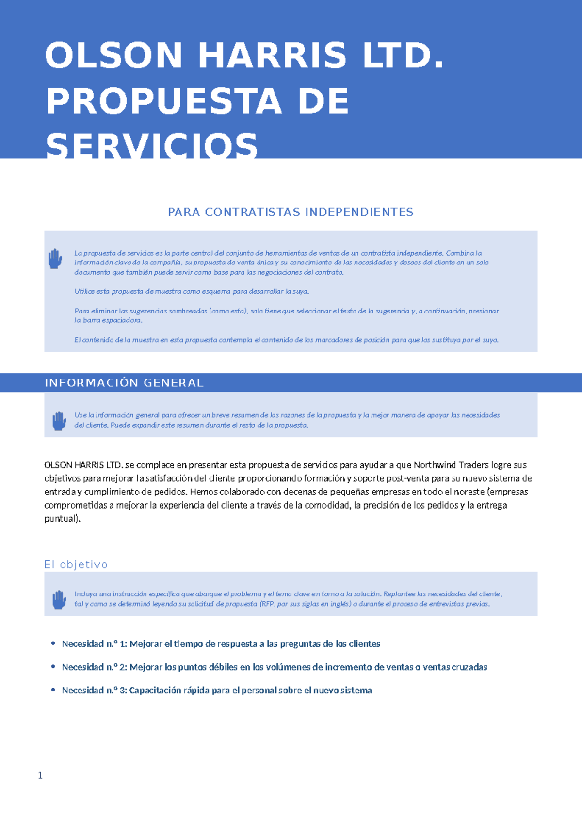 Olson Harris LTD - OLSON HARRIS LTD. PROPUESTA DE SERVICIOS PARA ...