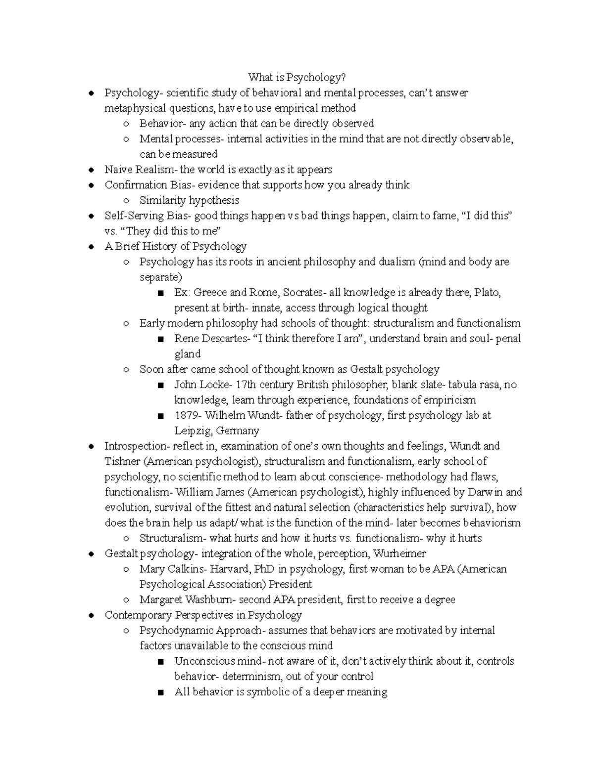 Psychology 101 Unit One Notes What Is Psychology Psychology Psychology 101 Unit One Notes What Is Psychology Psychology