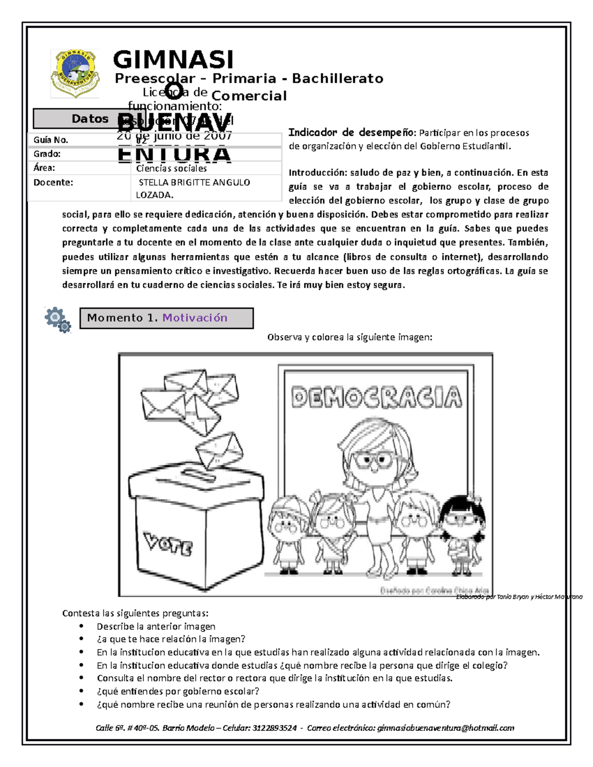 Guia El Gobierno Escolar P Indicador De Desempe O Participar En