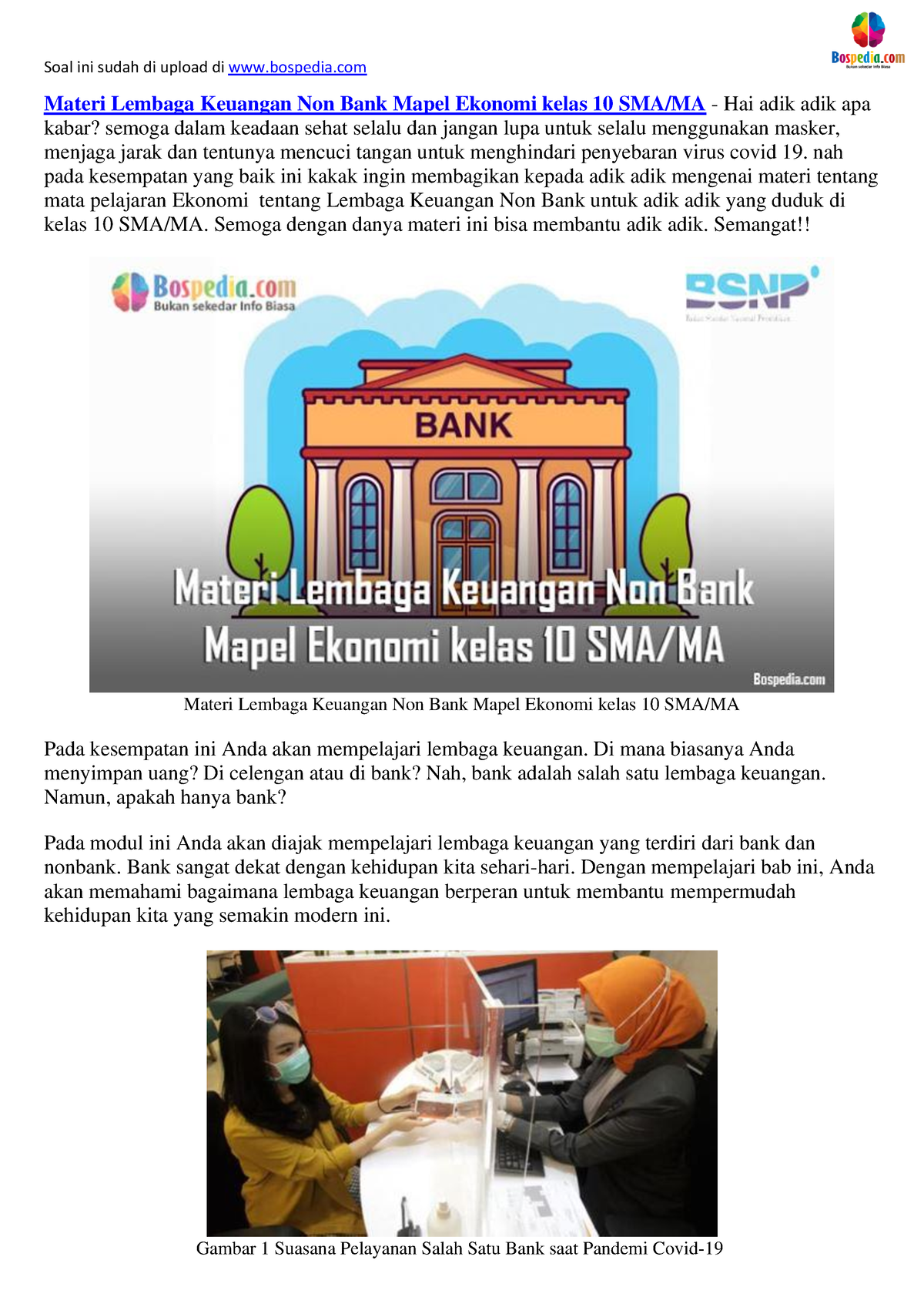 Materi Lembaga Keuangan Non Bank Mapel Ekonomi Kelas 10 SMA - Nah Pada ...