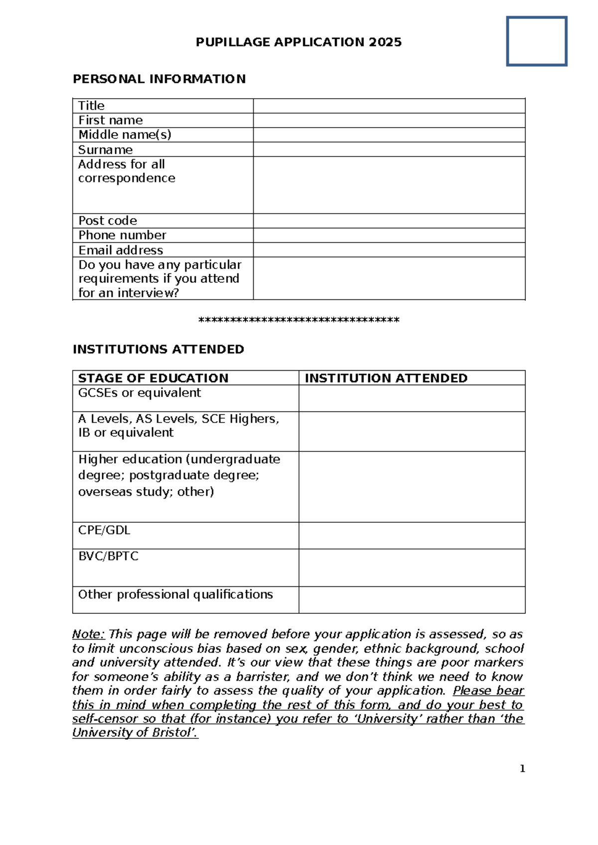 Application-Form-2025 - PERSONAL INFORMATION Title First name Middle ...