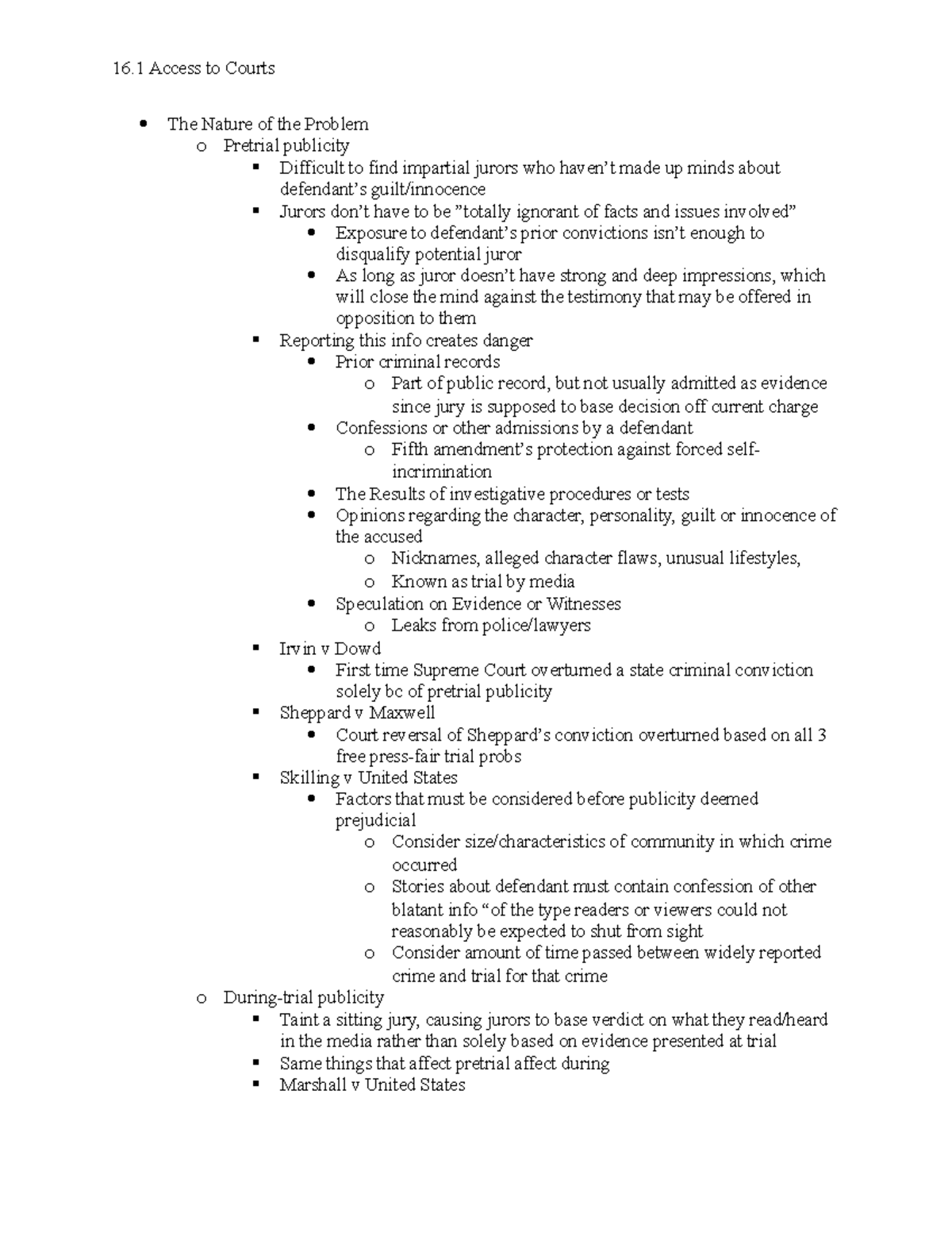 16.1 Access to Courts - Summary Communication and the Law - 16 Access ...