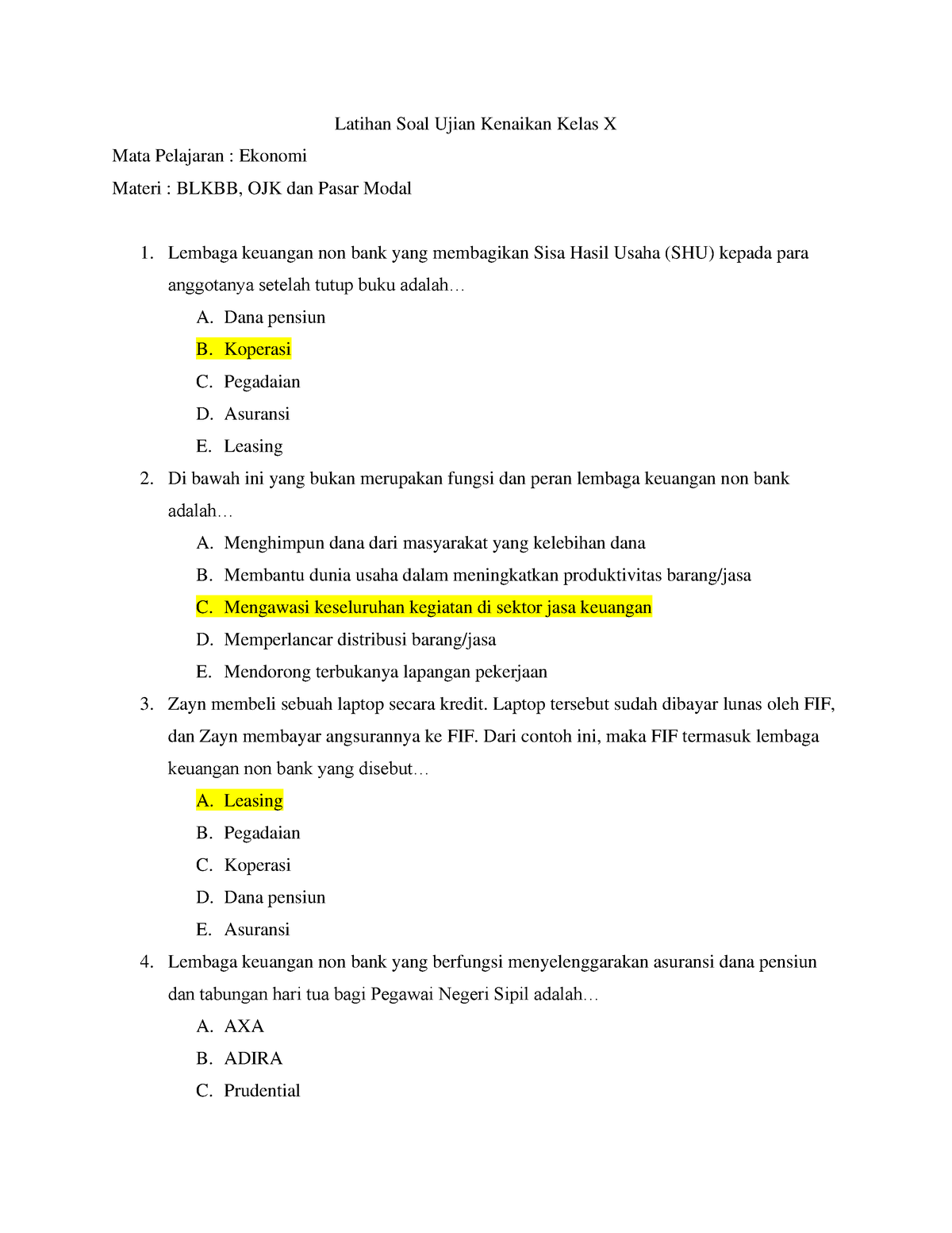 SOAL Akhir ( Review) - TP1 - Latihan Soal Ujian Kenaikan Kelas X Mata ...