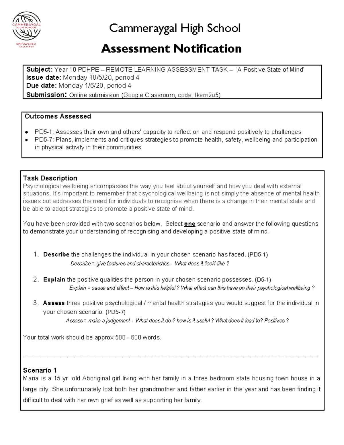 Jaimee Orcena - 10PDHS - Term 2 Assessment Task - Cammeraygal High ...