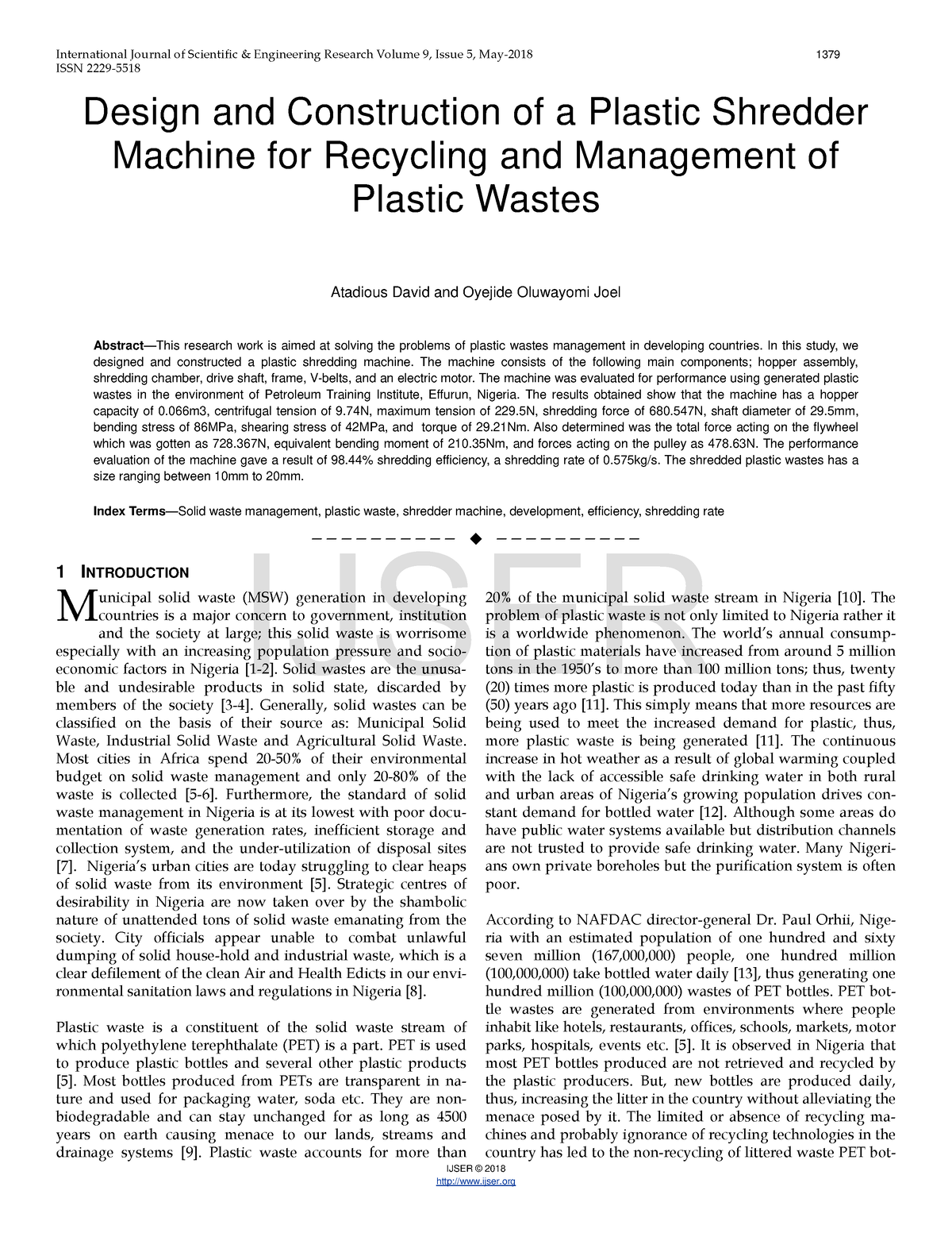 plastic shredder machine thesis