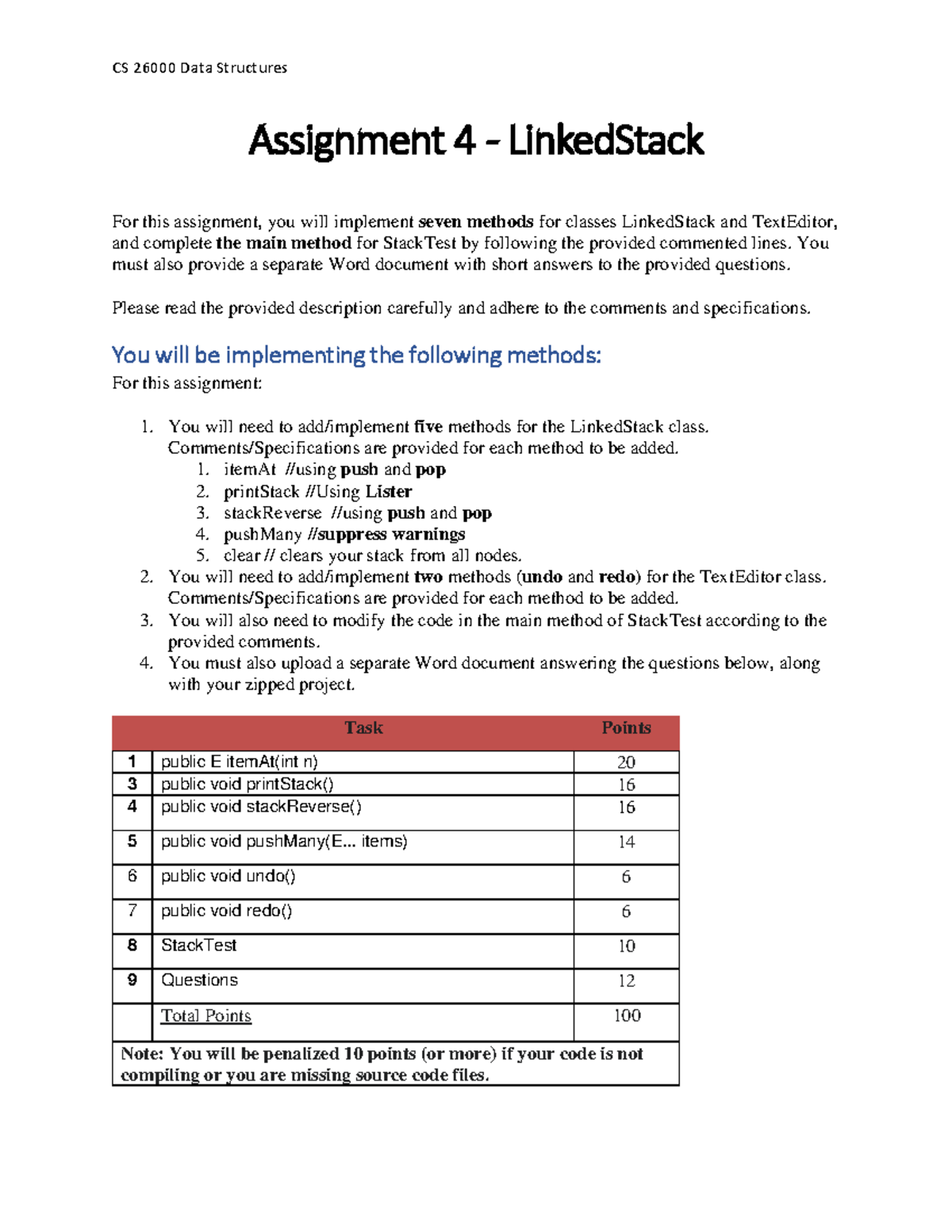 assignment on data structures