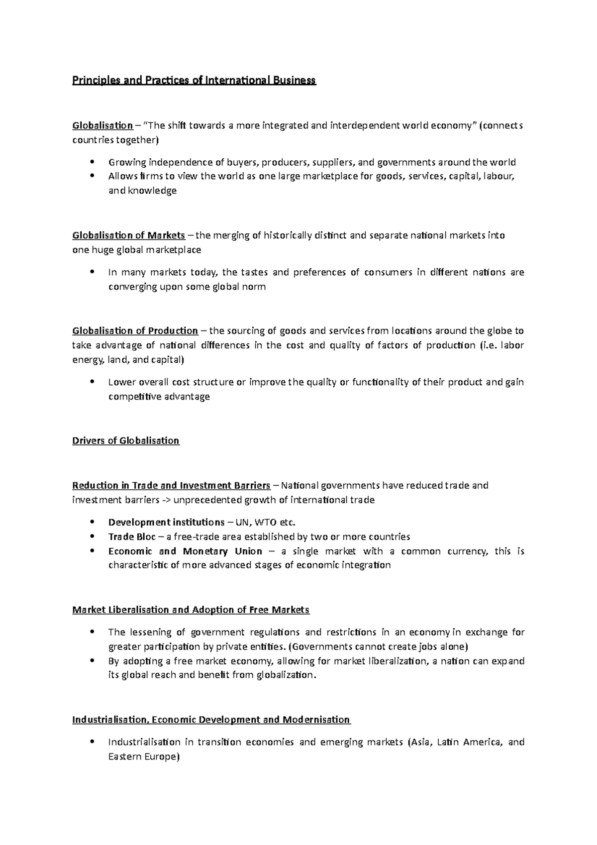 International Business Notes 2 - Principles and Practices of ...