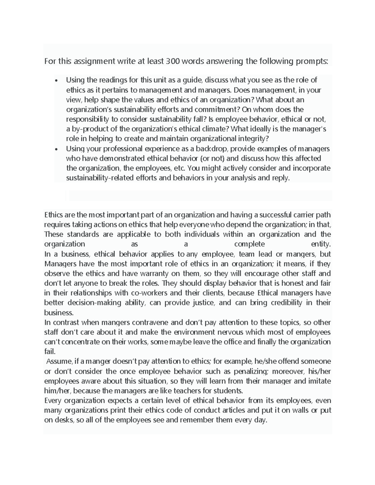 Disscusion forum unit 1 - For this assignment write at least 300 words ...