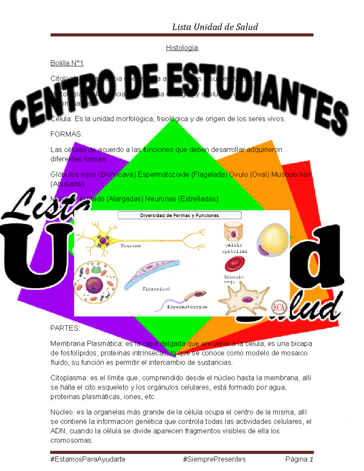 Histologia 94 - Apuntes 1-10 - Histología Bolilla N° Citología: Es La ...