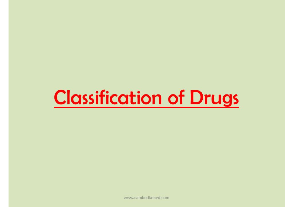 Classification of Drugs (1) Asif ali1 Pharmacy Studocu