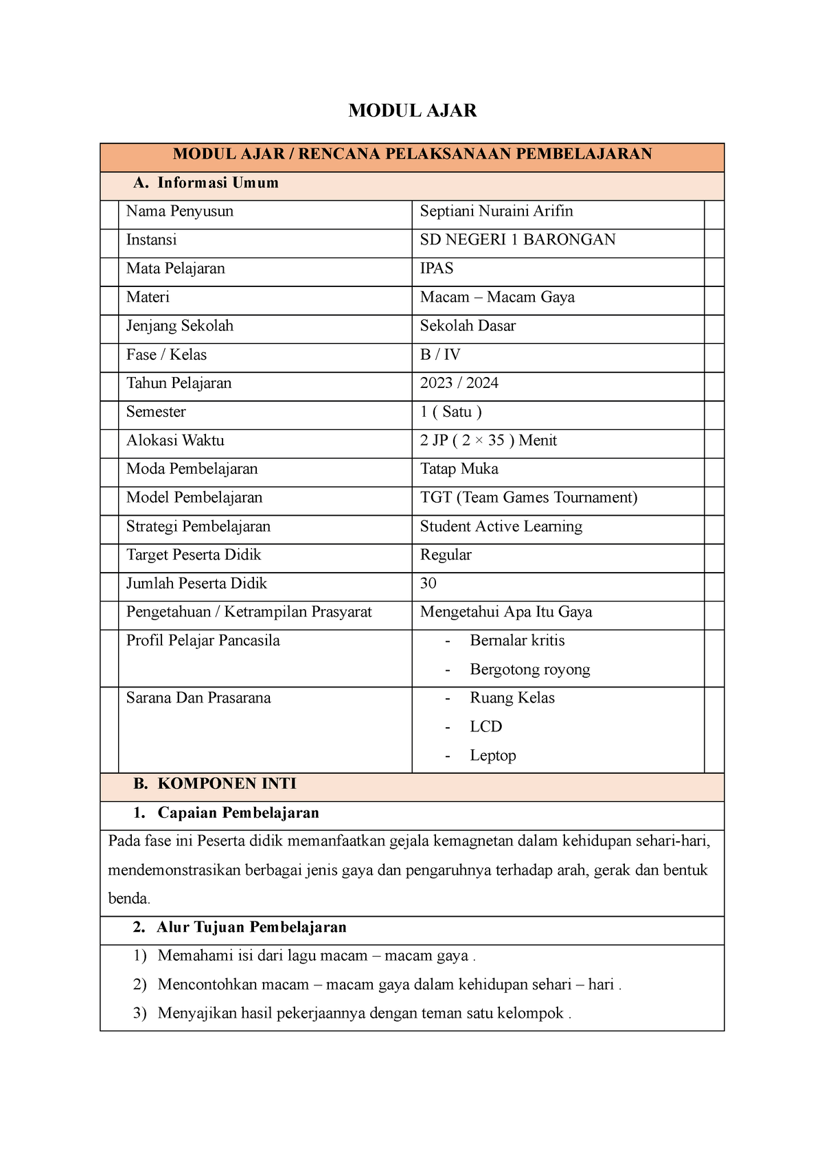 Modul Ajar Ipas 1 Modul Ajar Modul Ajar Rencana Pelaksanaan Pembelajaran A Informasi Umum 7363