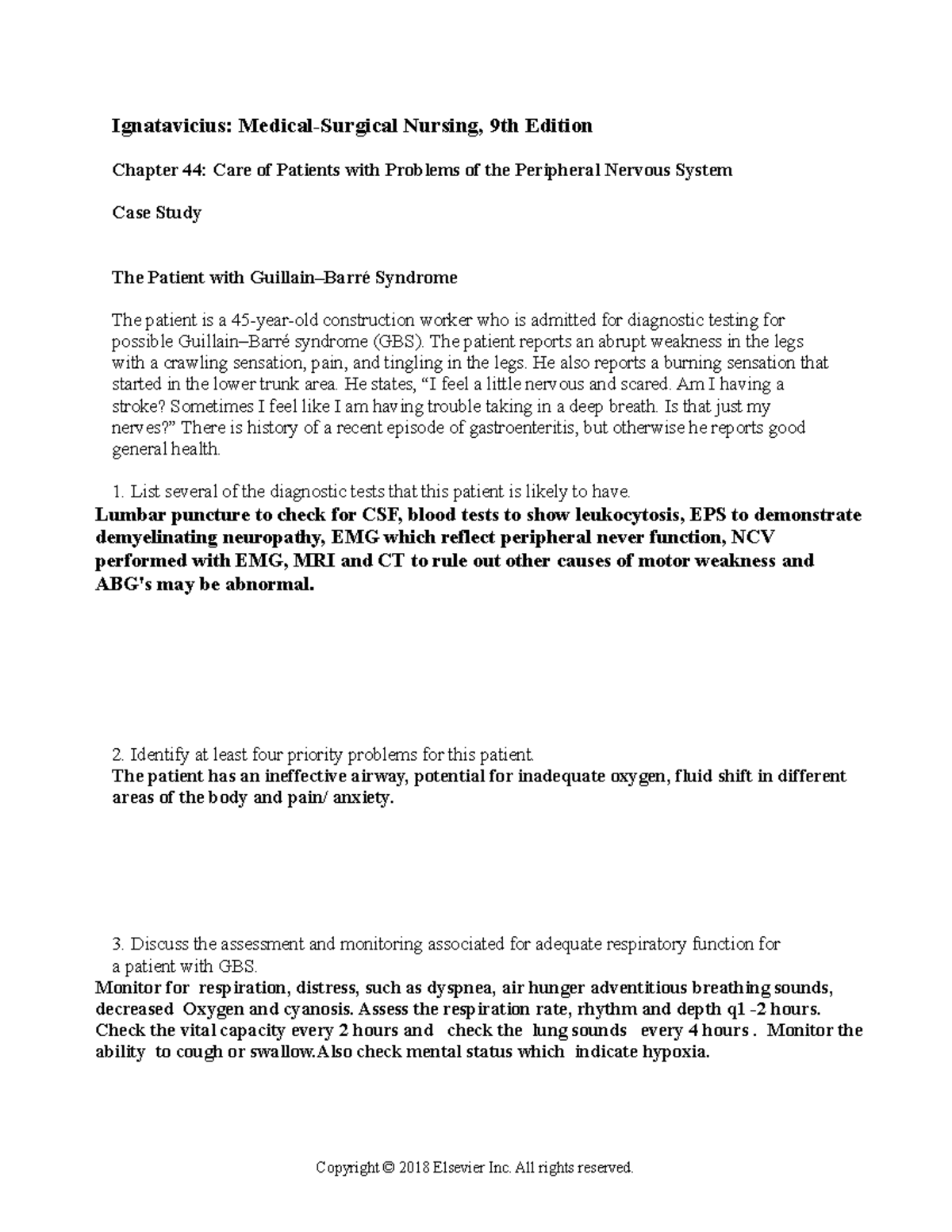 Guillain Barre Syndrome Hesi Case Study - w22gb02