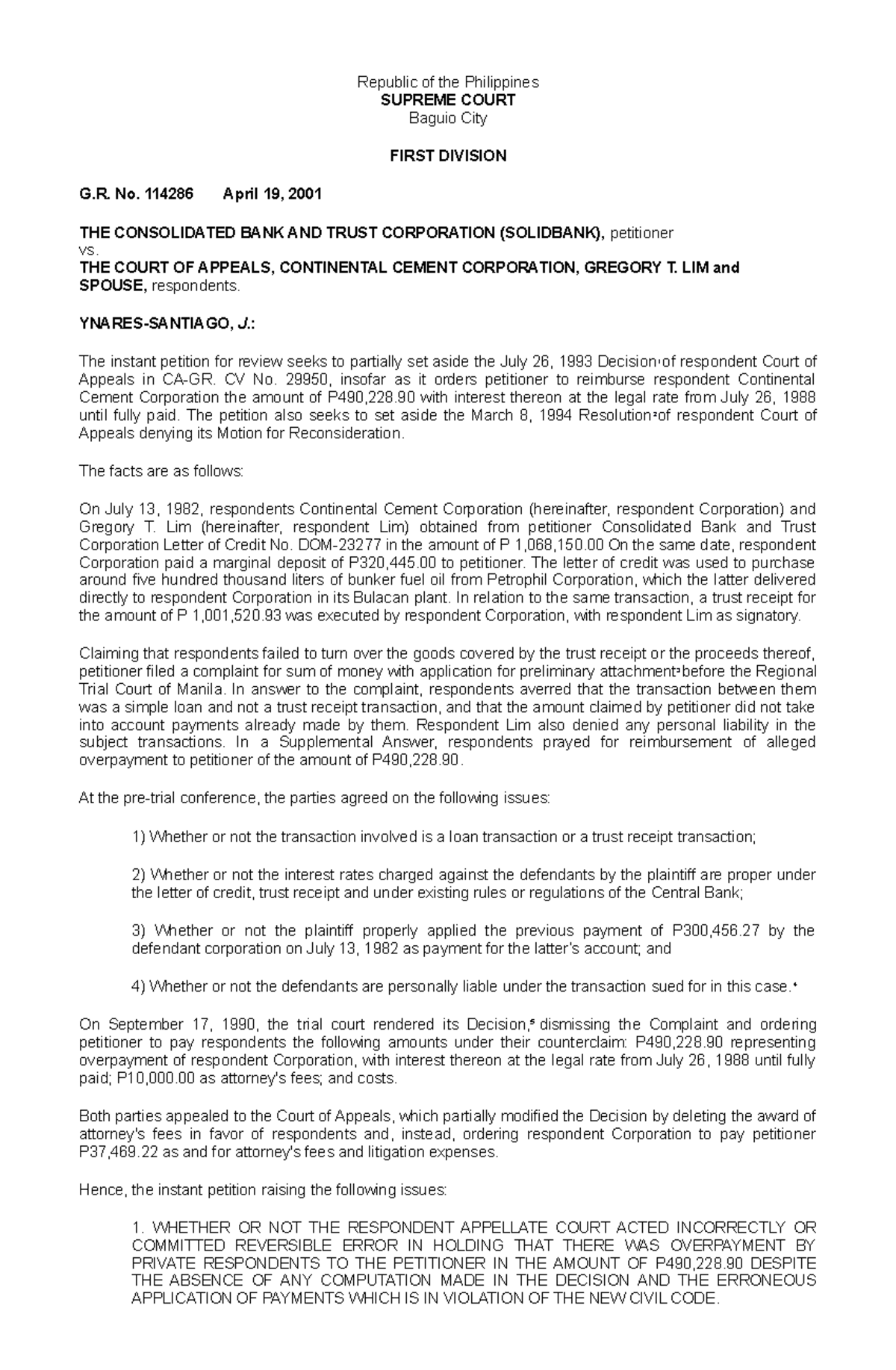 Consolidated Bank and Trust Company, G.R. No. 114286 - April 19, 2001 ...