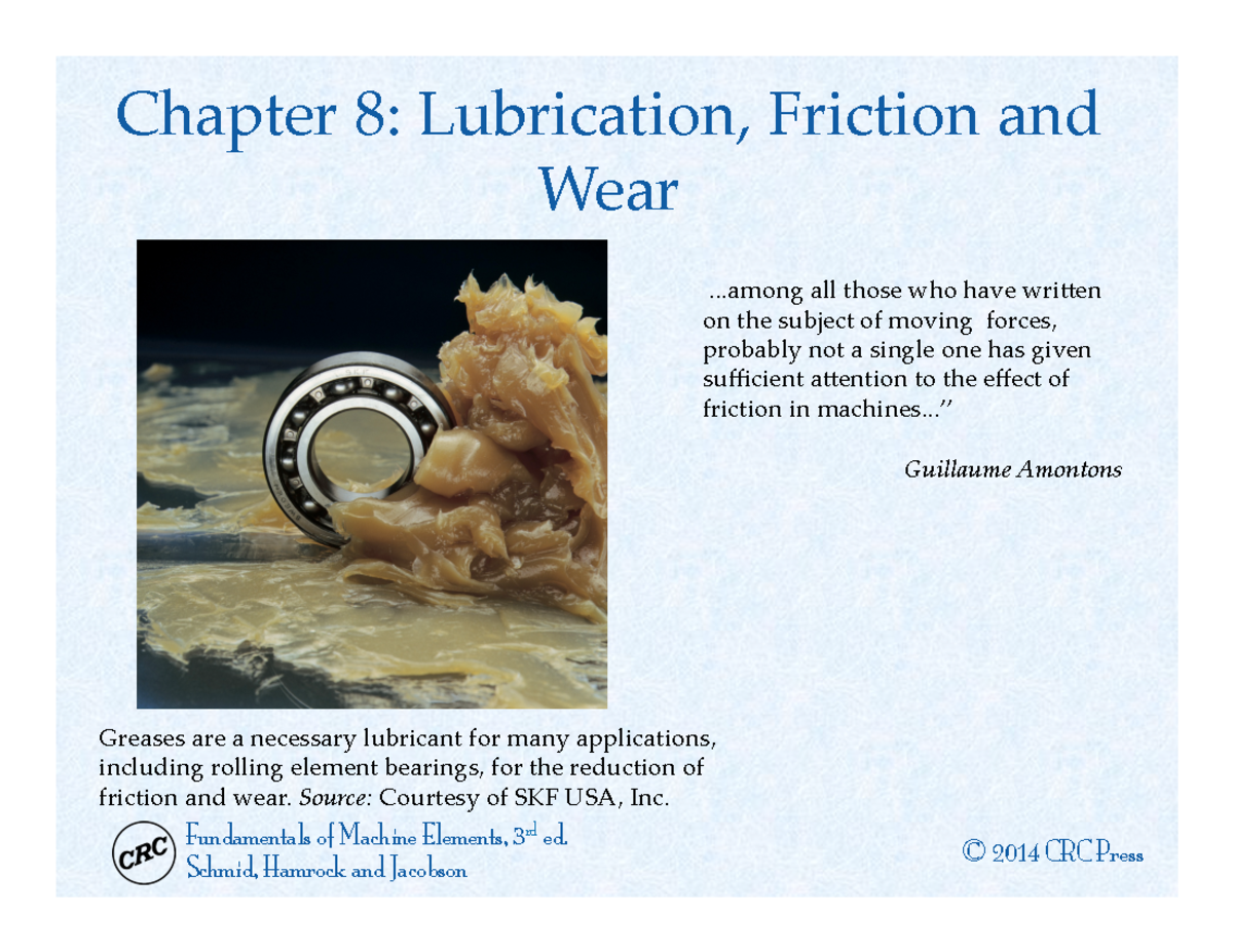 Chapter 8 LubricationFrictionandwear Chapter 8 Lubrication