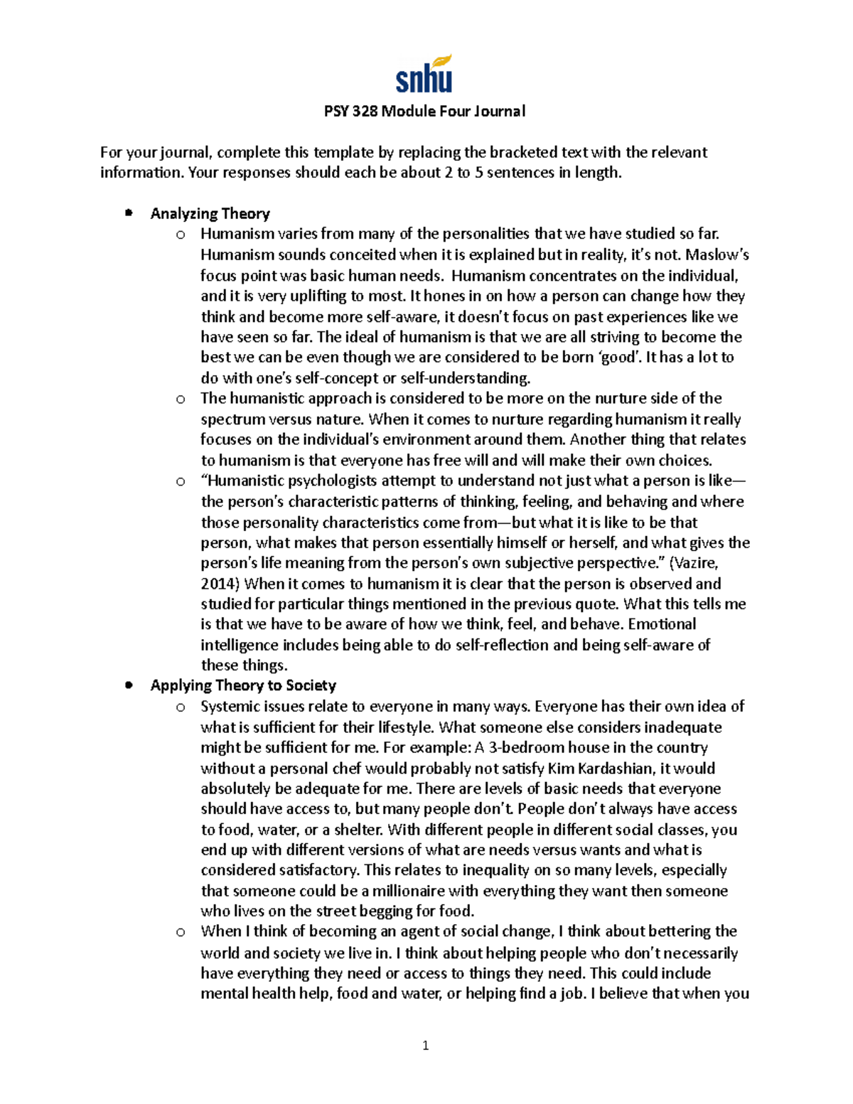 PSY 328 Module Four Journal - PSY 328 Module Four Journal For Your ...