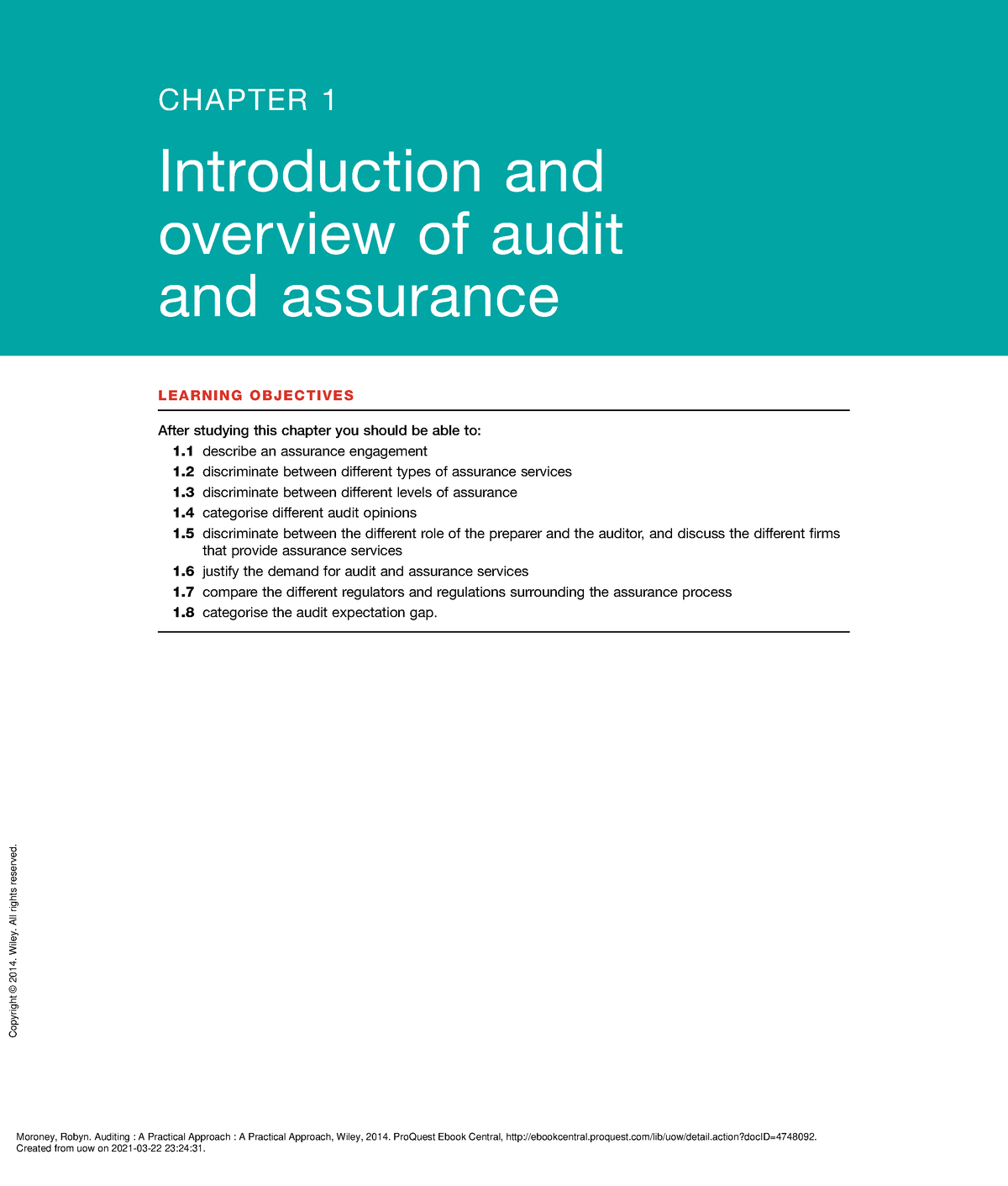 Chapter 1 Introduction And Overview Of Audit And Assurance - LEARNING ...