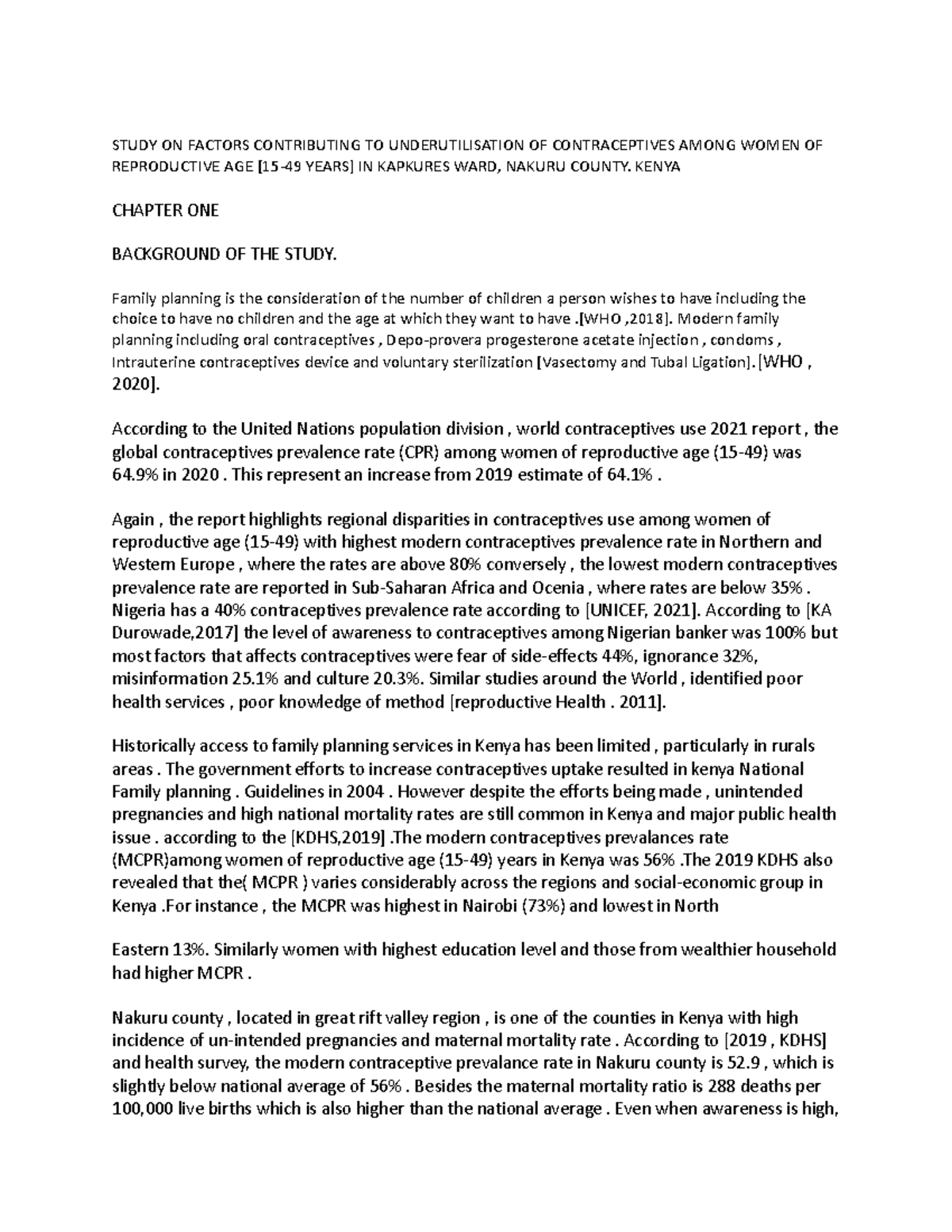 Study ON Factors Contributing TO Underutilisation OF Contraceptives ...