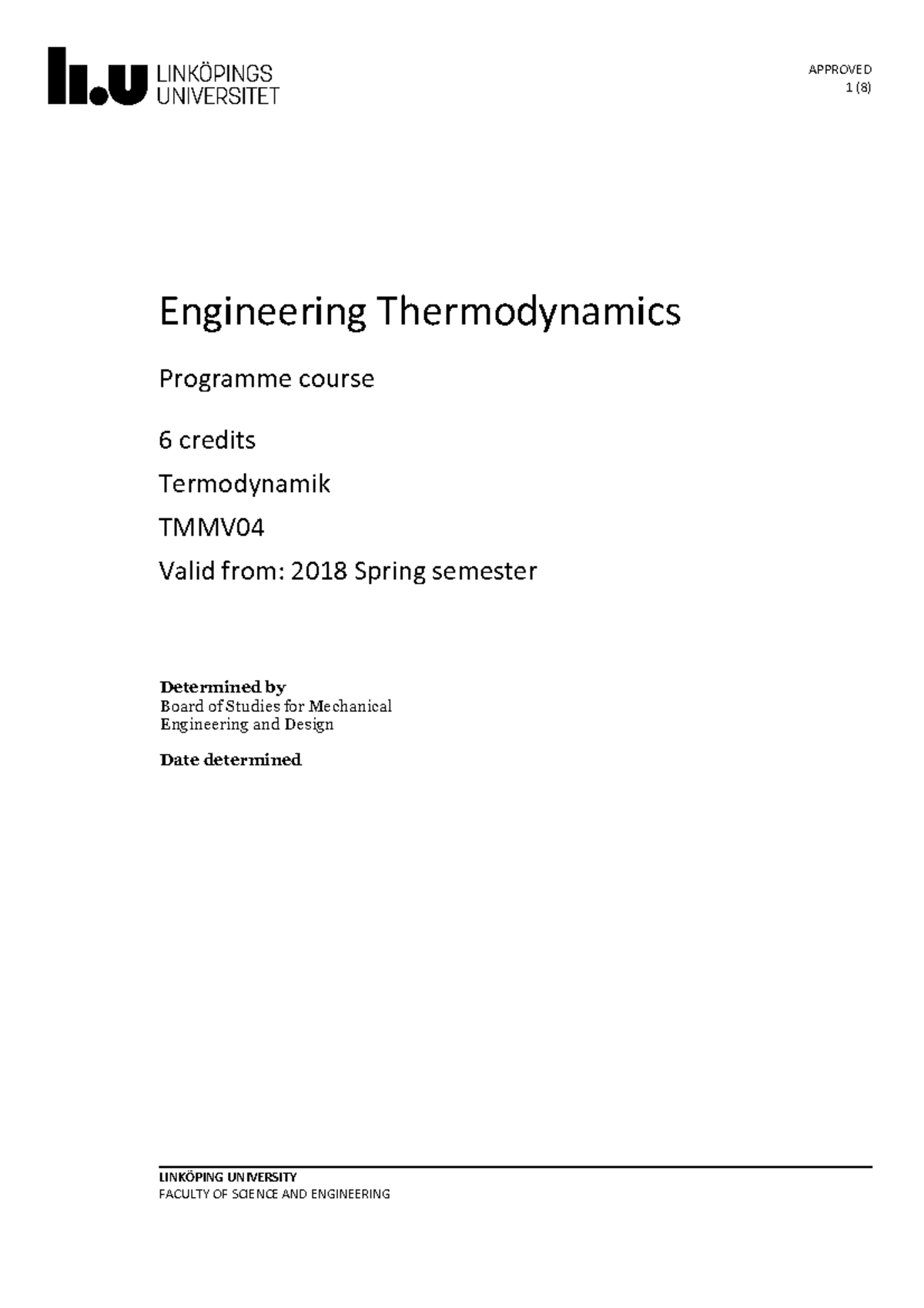 Syllabus Engineering Thermodynamics - Engineering Thermodynamics ...