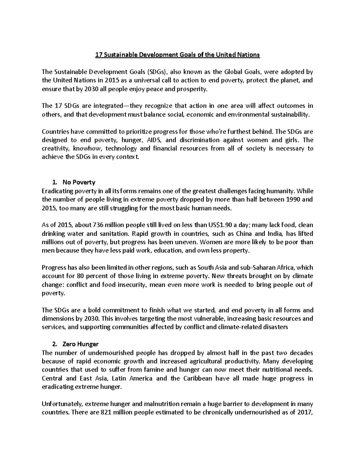 Sustainable Development Goals - The 17 SDGs are integrated—they ...