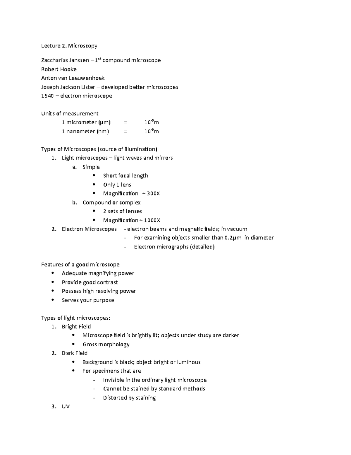 Lecture 2Microscopydocx Lecture 2. Microscopy Zaccharias Janssen
