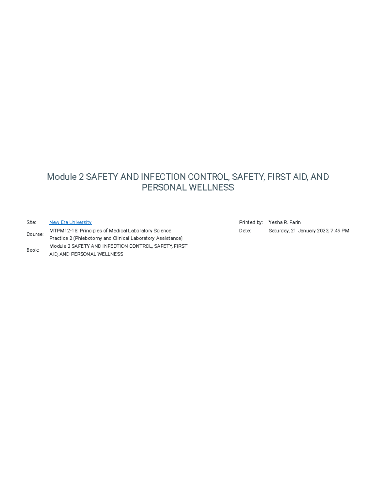 Module 2 Safety And Infection Control Safety First Aid And Personal Module 2 Safety And Infection Control Safety First Aid And Personal