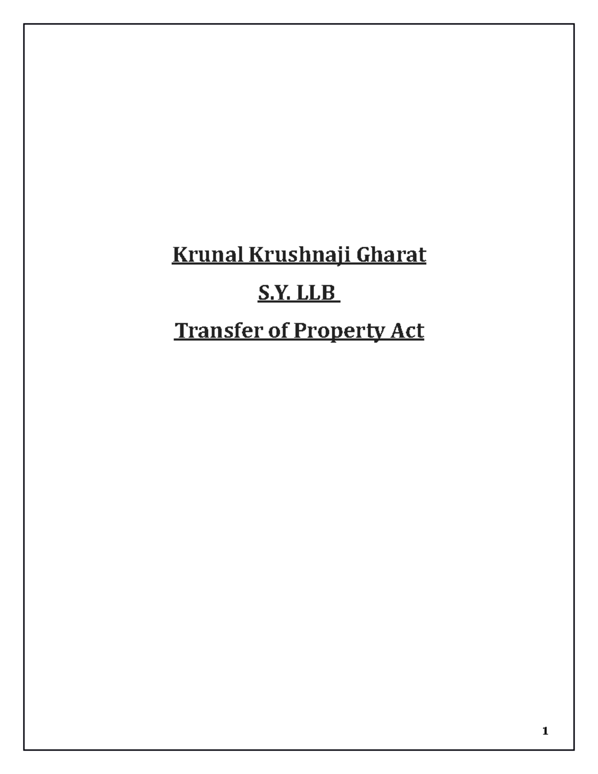 TOPA Brief explanation of TOPA act Krunal Krushnaji Gharat S. LLB